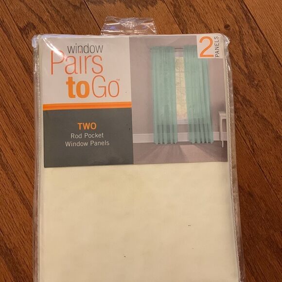 PairstoGo Victoria Voile Ivory rod pocket window panels.  Two packages available - Picture 6 of 10
